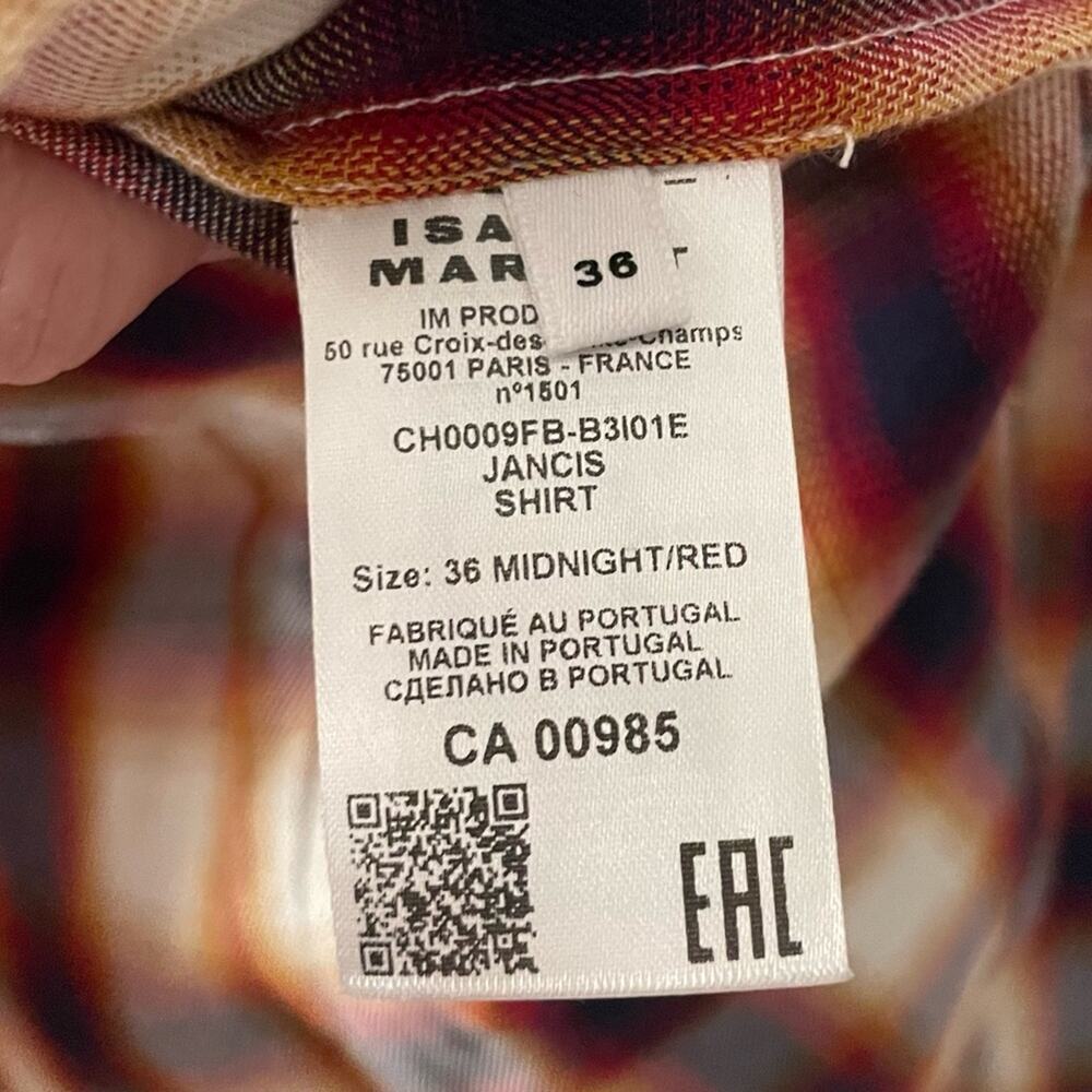 Isabel Marant Etoile Jancis Checked Cotton Shirt Blouse Size 36(S) - Picture 8 of 11